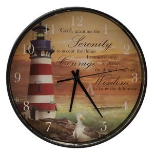 Sunflower Garden Illuminated Serenity Prayer Nautical Lighthouse Wall Clock